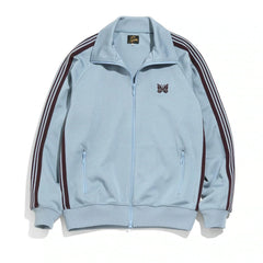 Needles Style Embroidered Butterfly Track Jacket - Light Blue/Burgundy