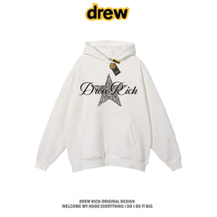 Drew Rich White Leopard Star Graphic Unisex Hooded Sweatshirt