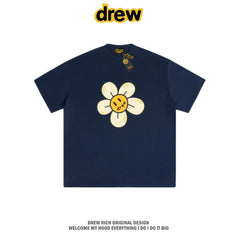 Drew House Daisy Smiley Graphic Oversized Cotton T-Shirt, Navy