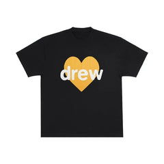 Drew House Yellow Heart Logo Short Sleeve Tee, Black