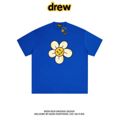 Drew House Daisy Smiley Graphic Oversized Cotton T-Shirt, Royal Blue