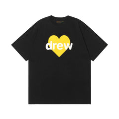 Drew House Yellow Heart Logo Short Sleeve Tee, Black