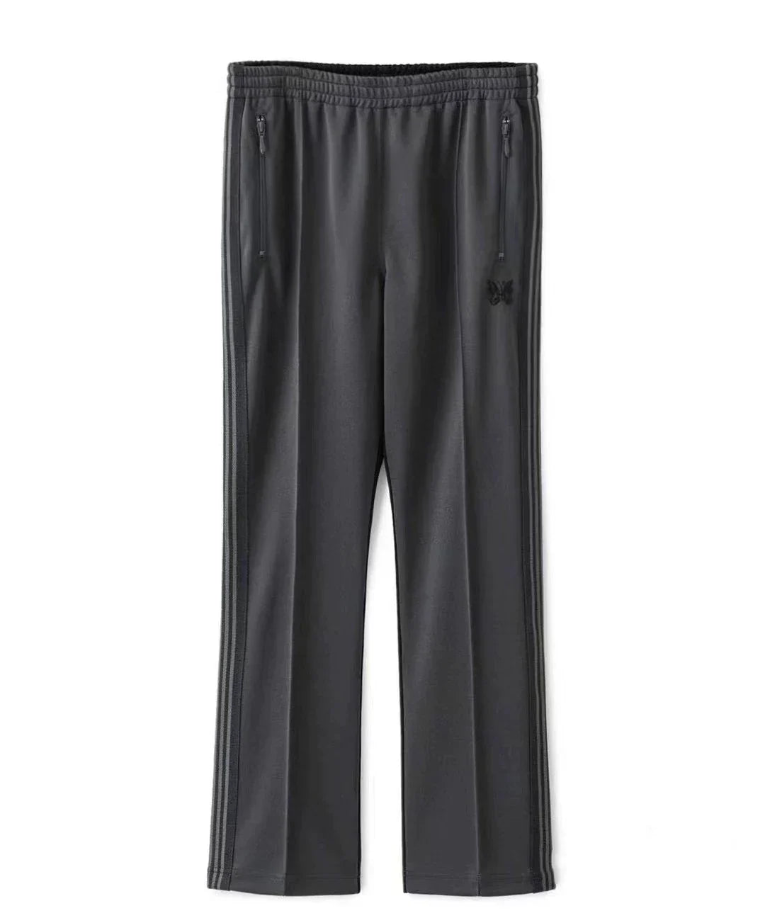 Needles Style Embroidered Butterfly Tonal Stripe Track Pants - Dark Grey