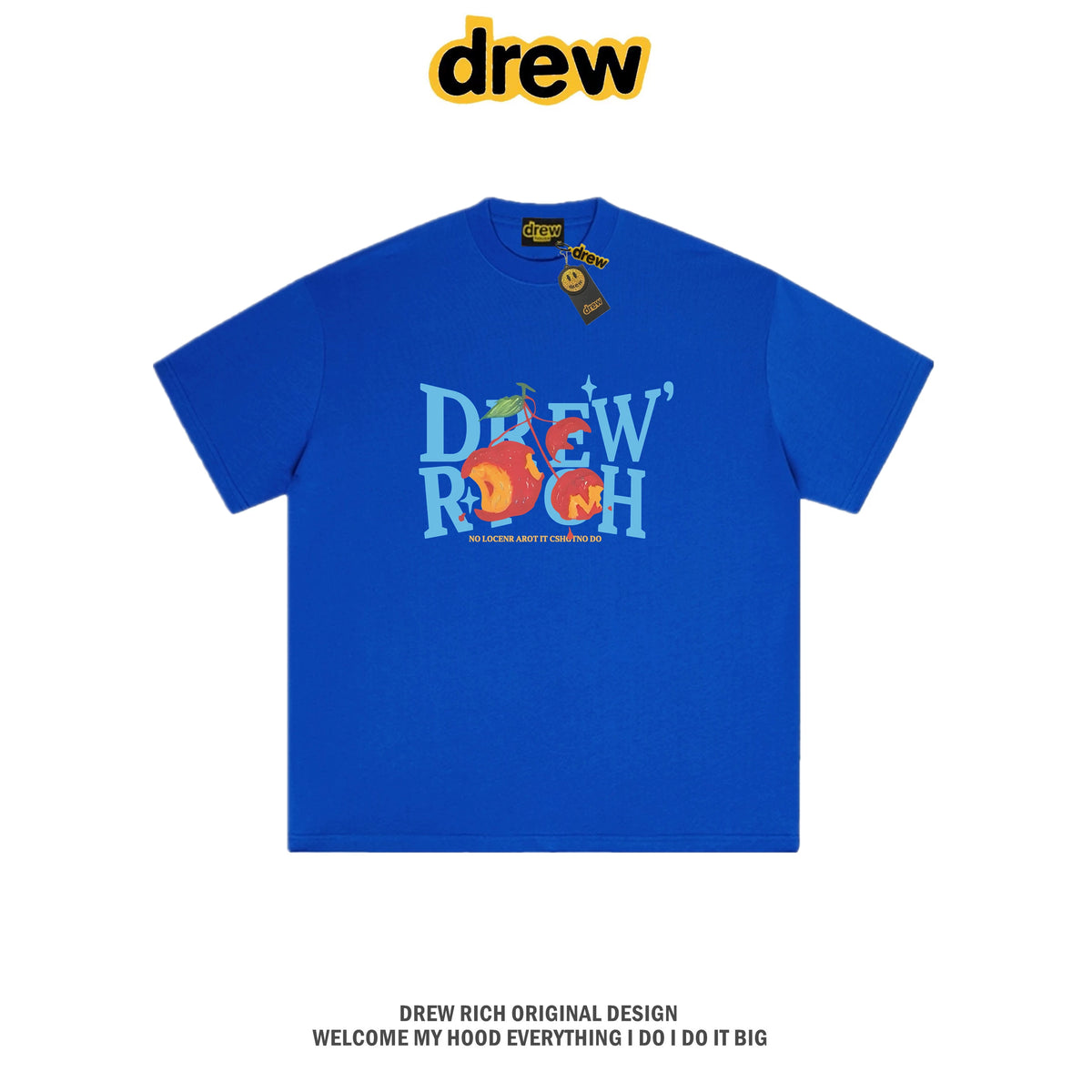 Drew Rich  light blue Peach Graphic Heavyweight Cotton Unisex T-shirt