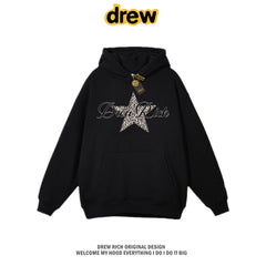 Drew Rich Black Leopard Star Graphic Unisex Hooded Sweatshirt