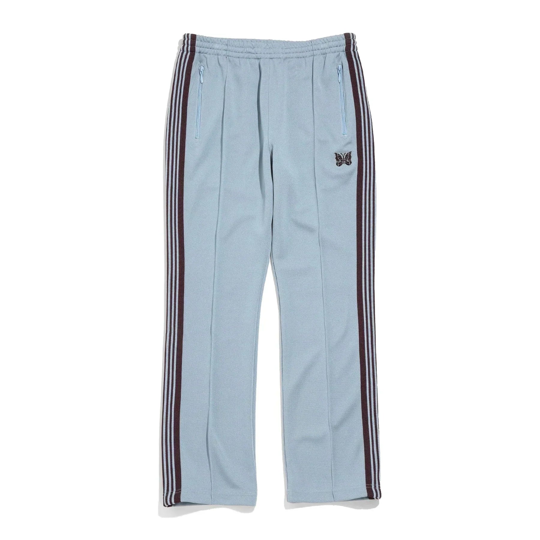Needles Style Embroidered Butterfly Multi-Stripe Track Pants - Light Blue/Dark