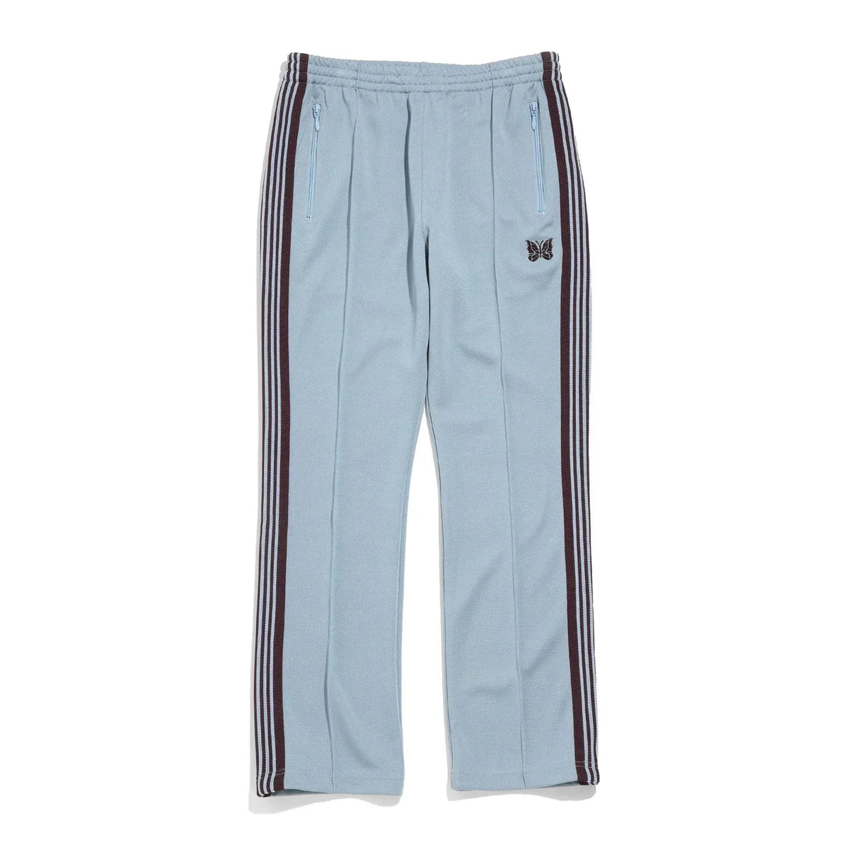 Needles Style Embroidered Butterfly Multi-Stripe Track Pants - Light Blue/Dark